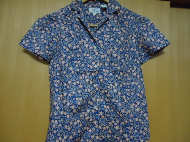 即決 ハワイ reyn spooner レインスプーナー ヴィンテージ アロハシャツ 紺色 花・葉っぱ柄 レディース6 ゴールドタグ XS拍卖