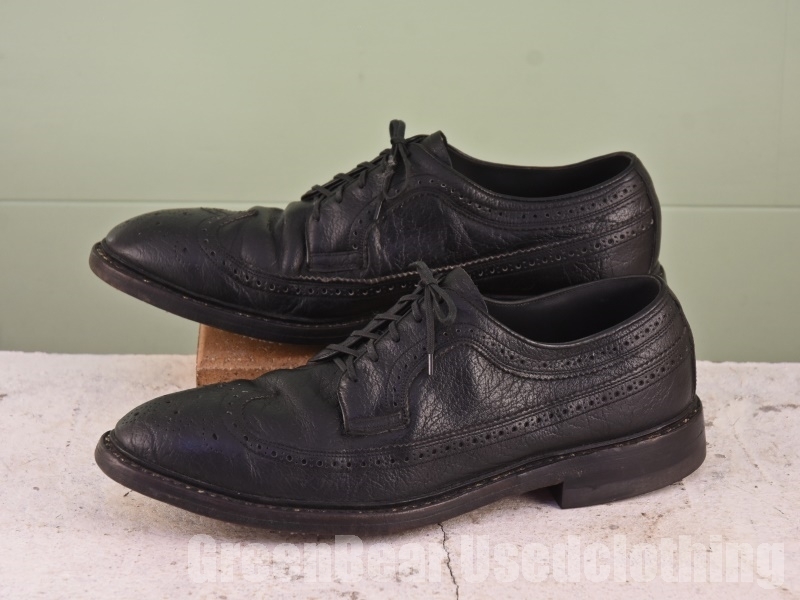 Z664 USA製 HY-TEST ビンテージ ビジネスシューズ ウィングチップ ワイズ細め 黒 ブラック メンズ 10D 28cm 拍卖