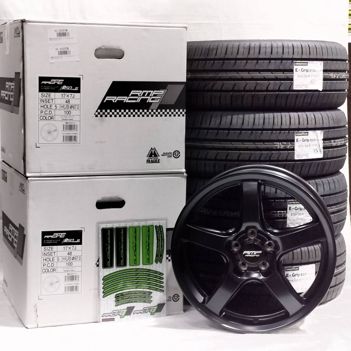 RMP RACING R50 TYPE S セミグロスブラック 17x7.0J+48 5H100 GOODYEAR 215/50R17 インプレッサ エクシーガ レガシィ 01-2525拍卖