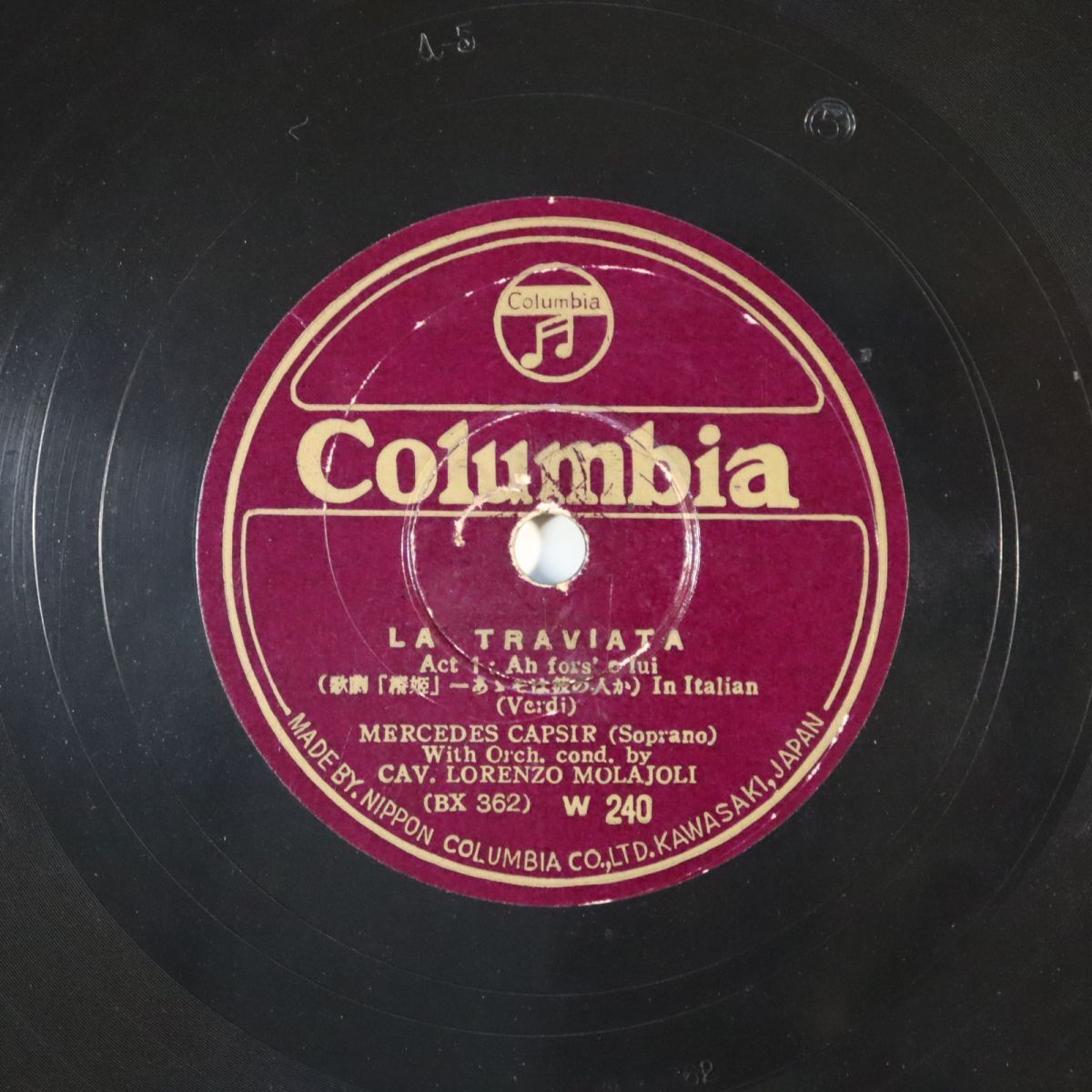 SB03/SP盤/メルセデス・カプシル(ソプラノ)/モラヨーリ指揮/ヴェルディ:歌劇「椿姫」~ああ、そは彼の人か/乾杯の歌/W240拍卖