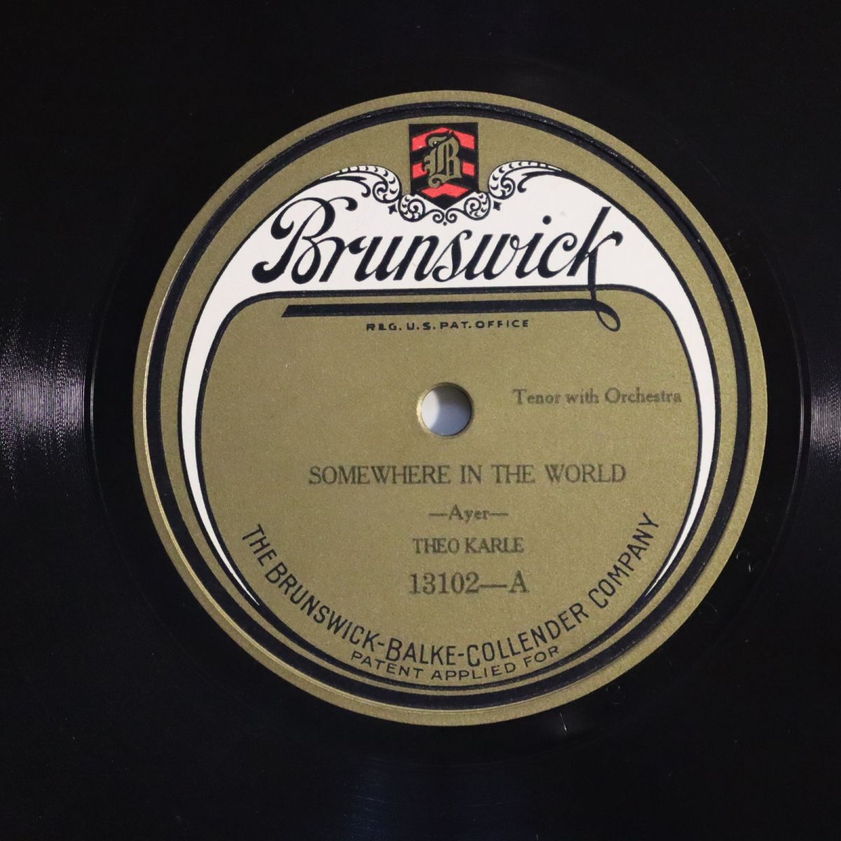 Sa25/SP盤/テオ・カール(テナー)/シェンク:「DEEP IN MY HEART」/エイヤー:「Somewhere in the World」/13102拍卖
