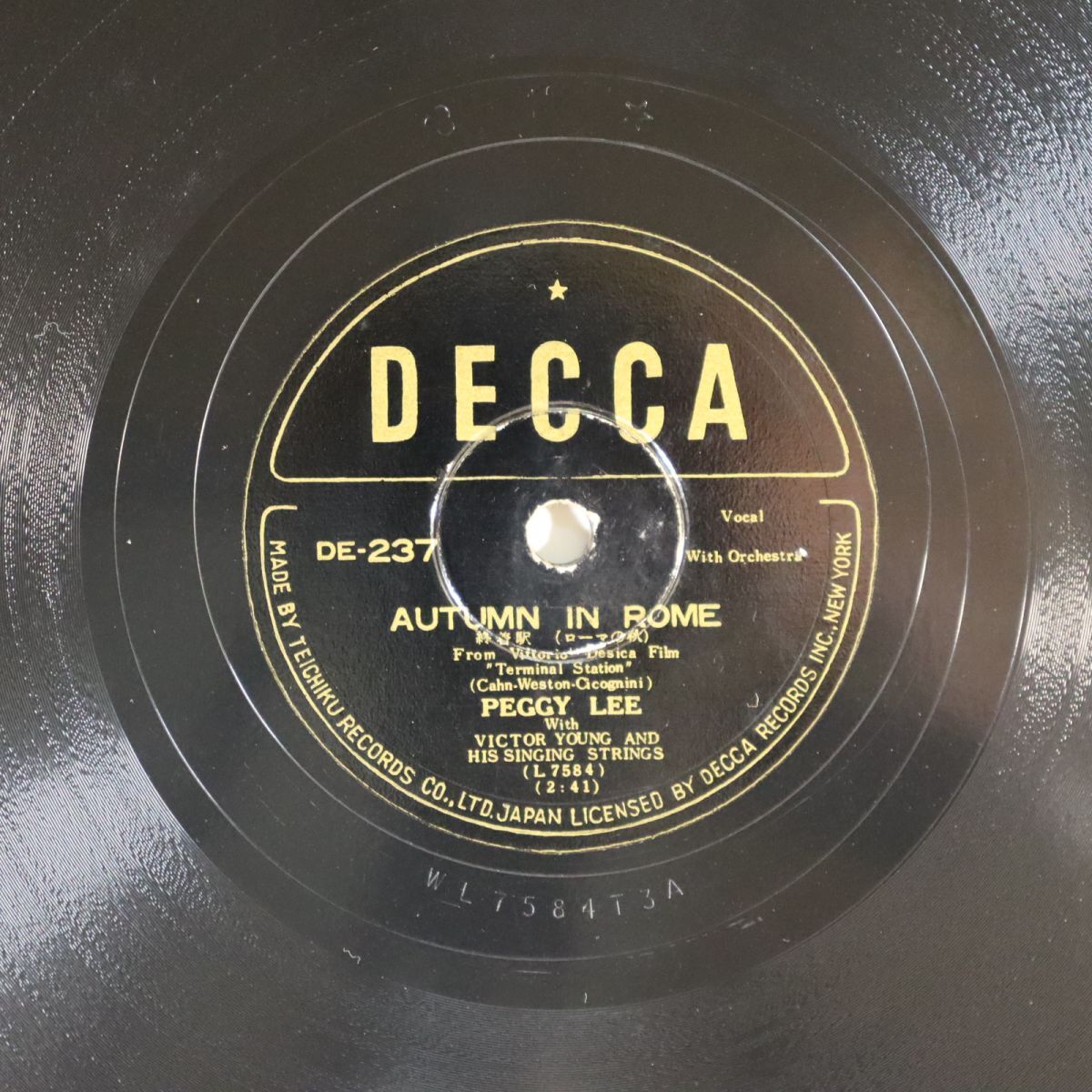 SA18/SP盤/ペギー・リー/「終着駅(ローマの秋)/大砂塵(ジャニー・ギター)」/DE-237拍卖