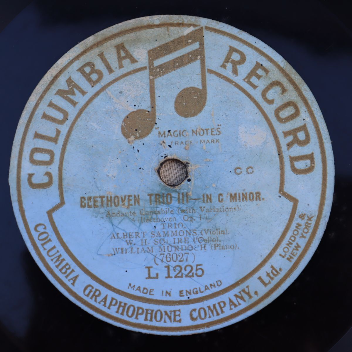 SB01/SP盤/英Columbia/サモンズ(ヴァイオリン)/スクワイア(チェロ)ウィリアム・マードック(ピアノ)/ベートーヴェン:ピアノ三重奏曲第1番拍卖