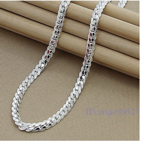 F730★START▼6mmフル横ネックレス女性のための男性 925 スターリングシルバージュエリーのヘビのチェーンネックレス 60cm拍卖