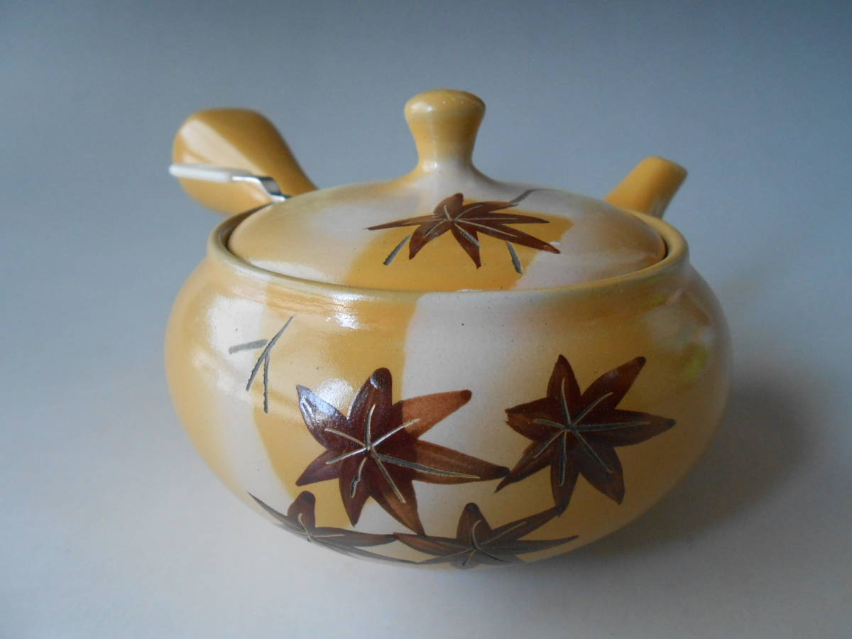 常滑焼! 盛山窯 ☆黄泥もみじ・急須☆ GM617 新品 茶器 ポット ギフト拍卖