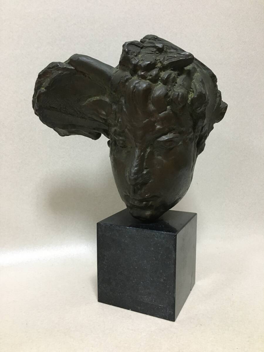 【C642】日高頼子 「オペラ歌手」マリア・カラス 銅像 1970年 大理石台 ブロンズ像 置物 拍卖