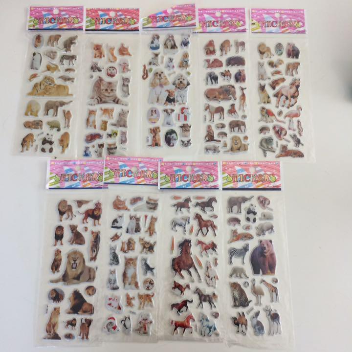 動物猫犬馬 ぷっくり立体 ステッカー シールシート9枚拍卖
