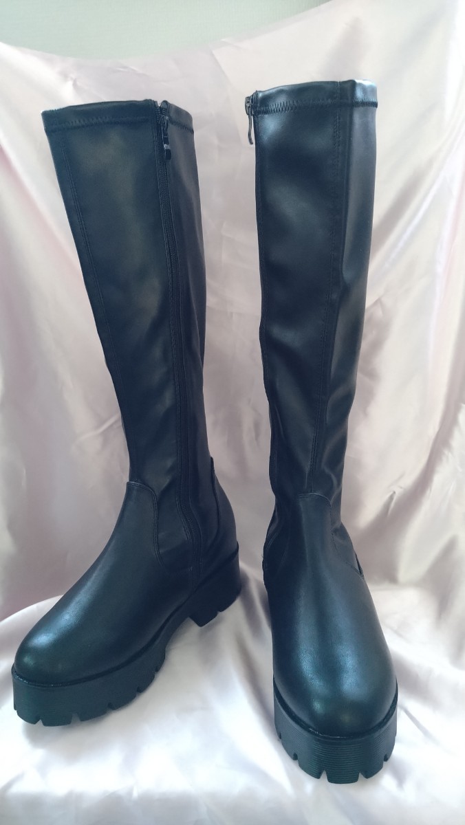 新品【LL】mafmof 晴雨兼用 トラックソール ロングブーツ ストレッチ拍卖