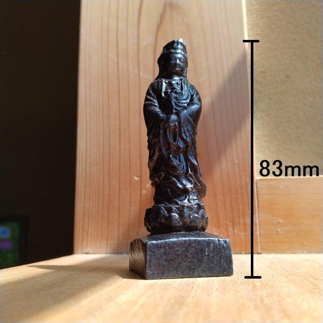 観音菩薩 仏像 木彫り アンティーク 置物 お守り 約8.3cm拍卖