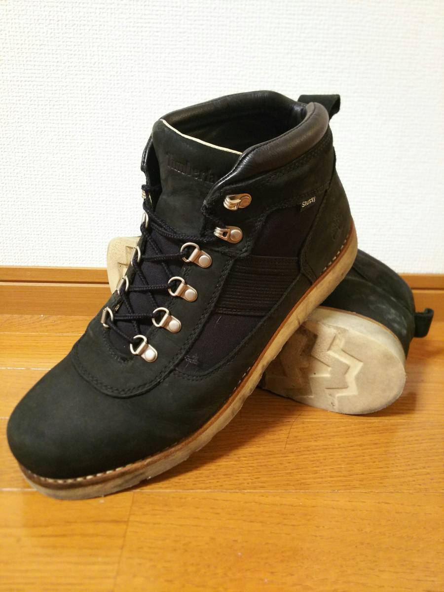 コラボ激レアWネーム!STUSSYティンバーランド Timberlandブーツ黒9.5Mステューシー6348Rトレッキング10240マウンテンブーツ27.5cm靴28cm拍卖