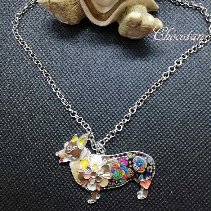 【送料無料】コーギー 茶 エナメル ネックレス【新品】拍卖