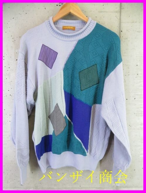 028m107◆日本製◆訳有◆LANCEL ランセル アーガイル ハイネック ウールニットセーター M/ジャケット/ポロシャツ/ゴルフ/ブルゾン/シャツ拍卖