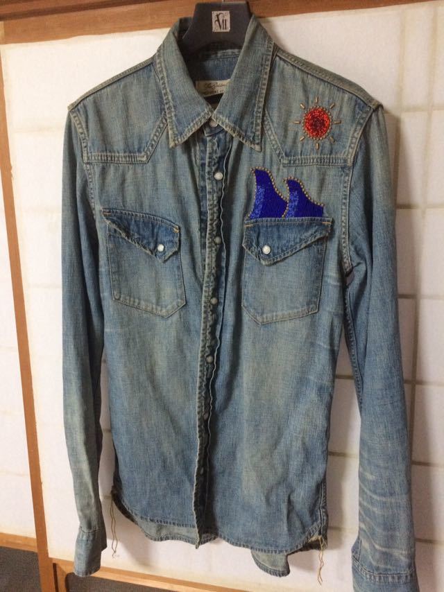 REMI RELIEF レミレリーフ ビーズ デニムシャツ M拍卖