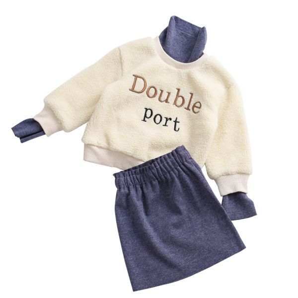 ♪mineka・新品・セール♪秋冬 キッズ上下セット 長袖 ボアニットセーター・スカート カジュアル ウォームソフト 防寒保温 120cm 212480拍卖