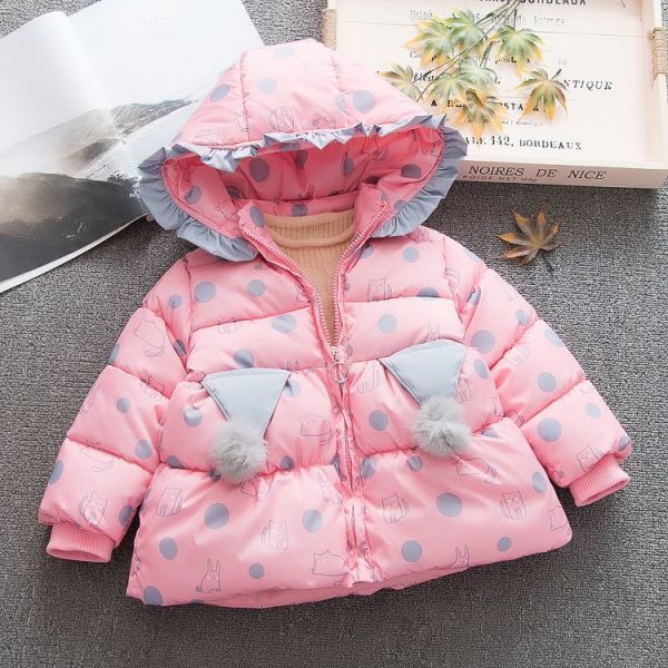♪mineka・新品・セール♪冬着 ベビーウォーム中綿ドッドコート 長袖 防風保温 カジュアル おしゃれ 可愛い 帽子付き 80cm 010523/2T拍卖