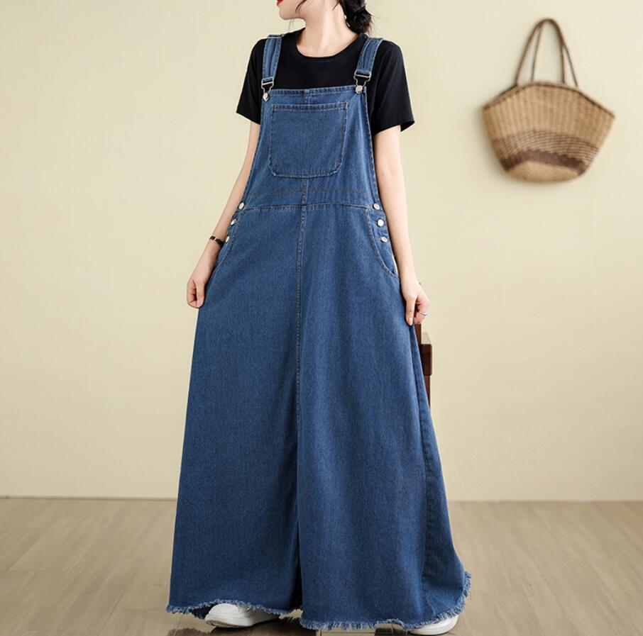 同梱1万円送料無料■デニム ワンピース サロペットスカート キャミワンピース ロングワンピース オーバーサイズ デニムワンピ■M-3XLサイズ拍卖