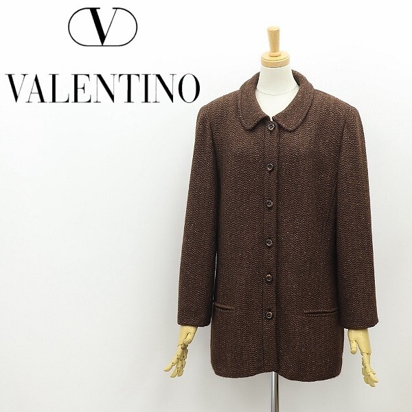 ヴィンテージ◆VALENTINO BOUTIQUE ヴァレンティノ アルパカ&シルク混 ウール ハーフ コート 茶色 ブラウン 12拍卖