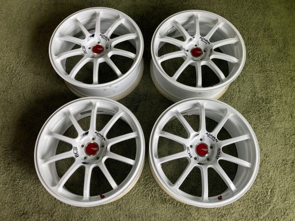 送料無料 中古ホイール ヨコハマ アドバンレーシング RCⅢ 18in 7.5J +48 PCD100 4本 プリウス BRZ 86 カローラスポーツ拍卖