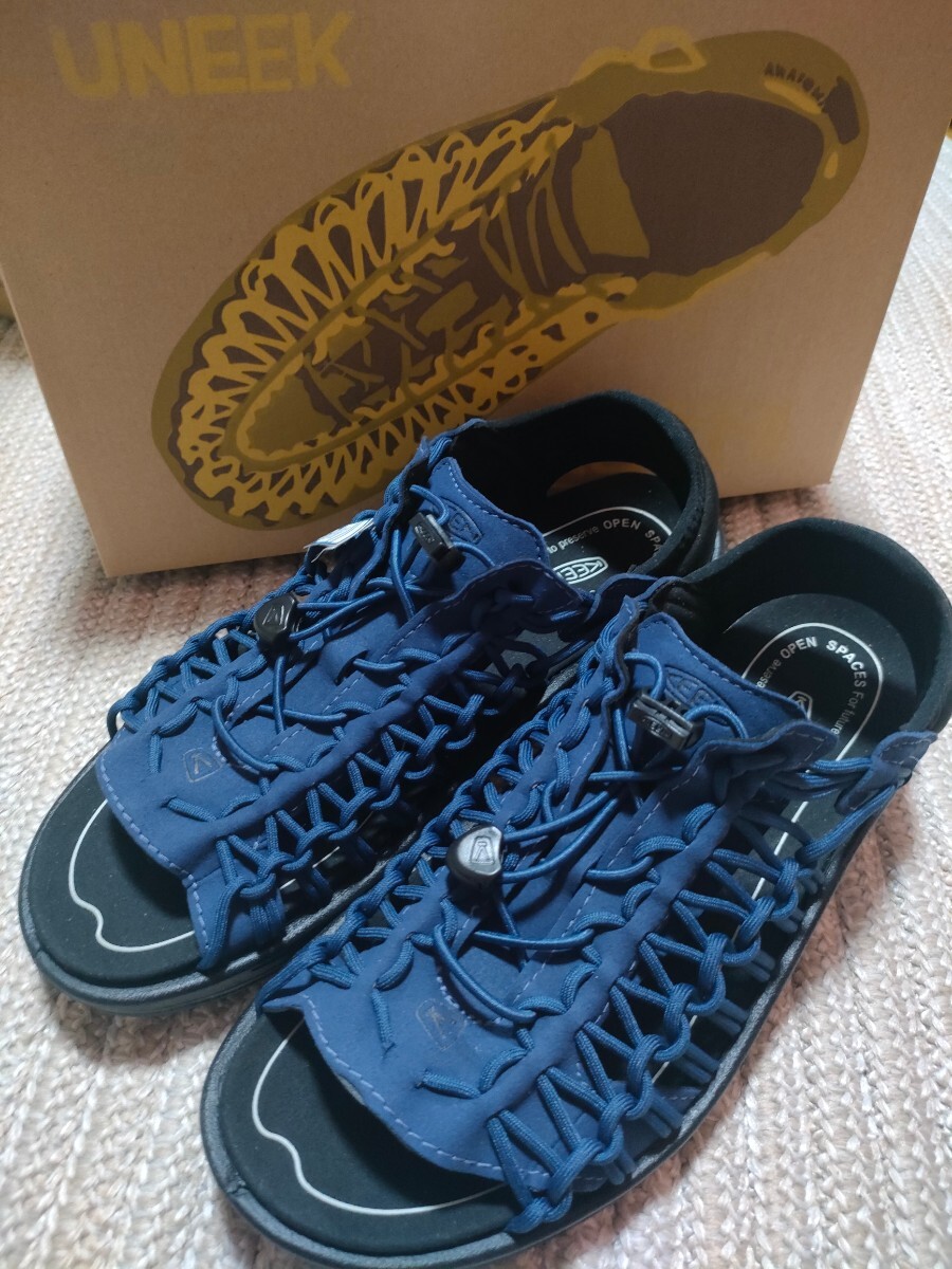新品 未使用 KEEN UNEEK 2 OT 27.5cm US9.5 ネイビー 紺 ブラックソール キーン ユニーク サンダル スニーカー メンズ アウトドア拍卖