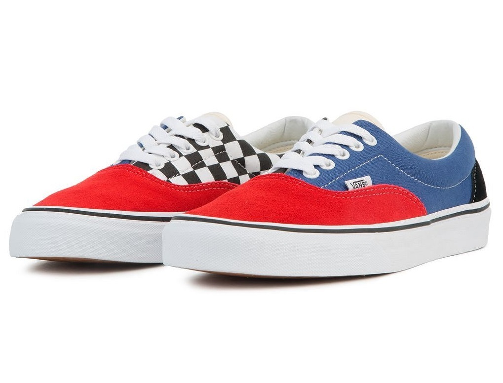 ☆VANS ERA MIX-MATCH 紺/赤/白×黒チェッカー 24.0cm バンズ エラ ミックスマッチ VN0A38FRSW1拍卖
