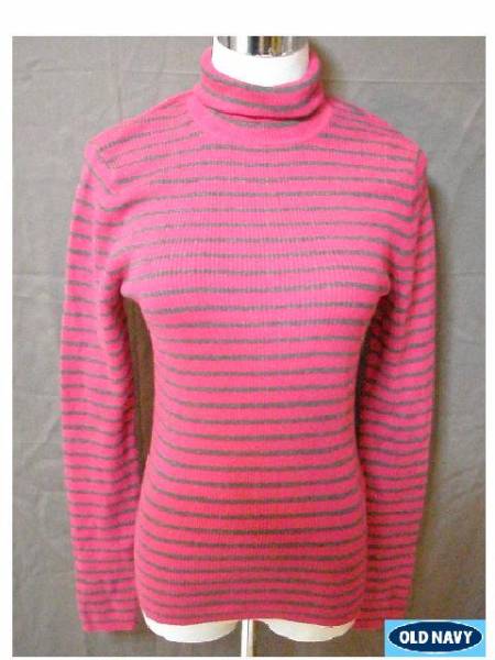 USA購入 人気アメカジブランド オールドネイビー【OldNavy】 ハイネックセーターUS Mサイズ PINKxGRAY拍卖