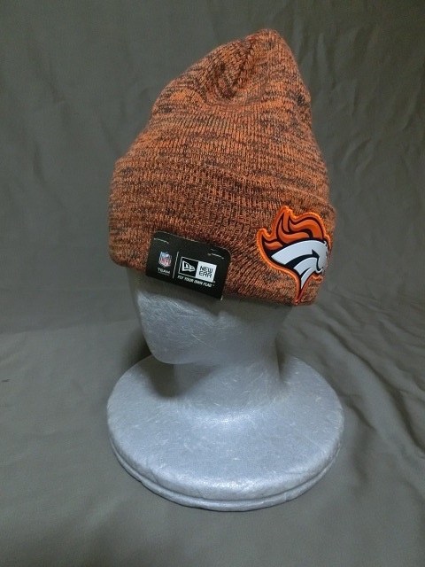 USA購入 ニューエラ【NEWERA】製 NFLオフィシャル デンバー ブロンコス 【Denver Broncos】ワッペンロゴ刺繍入りニットCAP オレンジ系拍卖