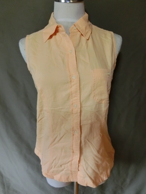 USA購入 人気アウトドア系ブランド エディーバウアー 【EDDIE BAUER】シンプルなデザイン ノースリーブシャツ US XSサイズ オレンジ拍卖