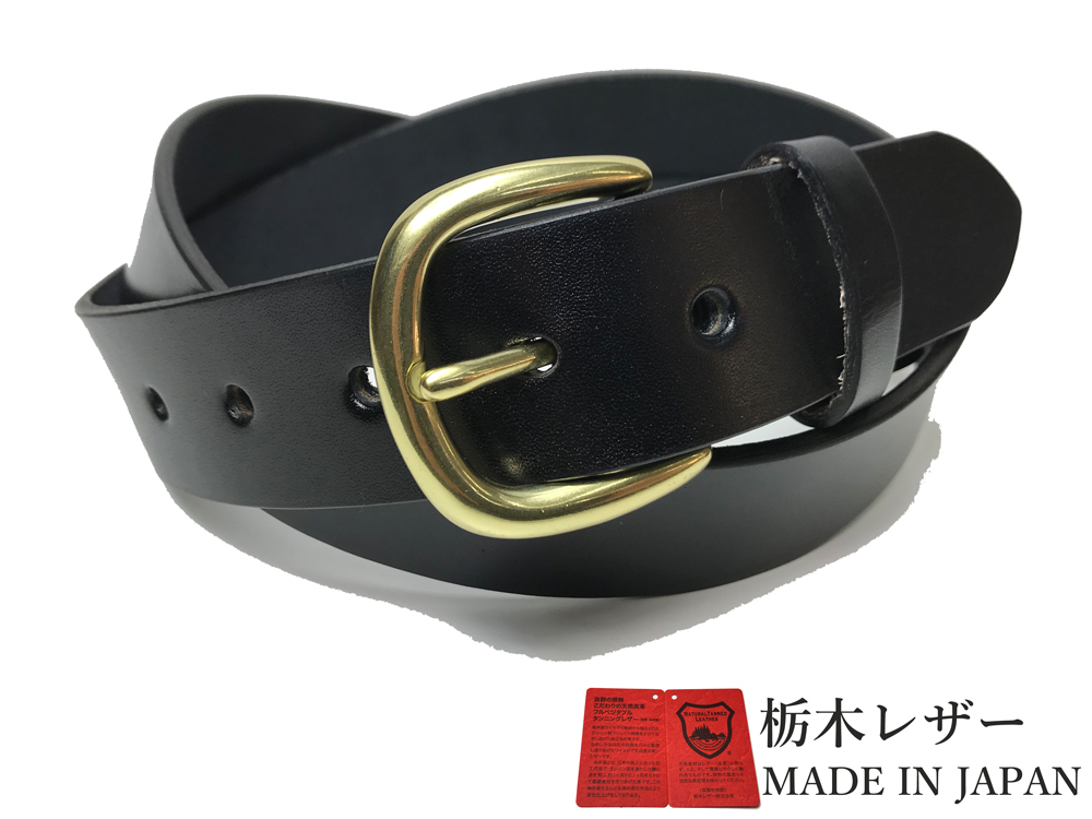 新品 栃木レザー ベルト 40インチ 固定サイズ 本革 牛革 メンズ 一枚革 レザー 日本製 黒 ブラック 国産 ム地 カジュアル 35mm W023BKG 100拍卖