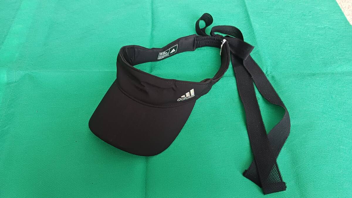 ★★adidas アディダス サンバイザー メッシュリボン付き (黒)E36拍卖