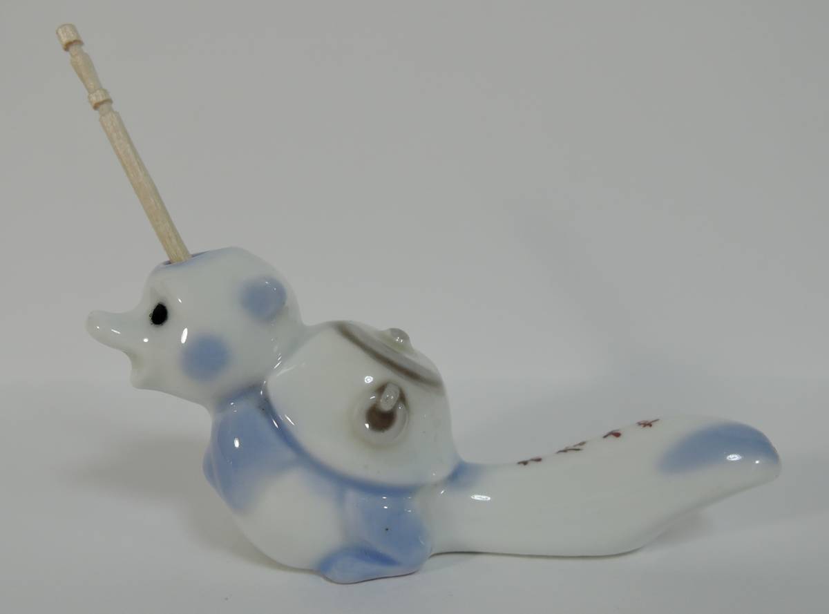 02D昭和レトロ■陶器製 爪楊枝立て 狸/ぶんぶく茶釜■湯川温泉おなみや/つまようじ立て拍卖