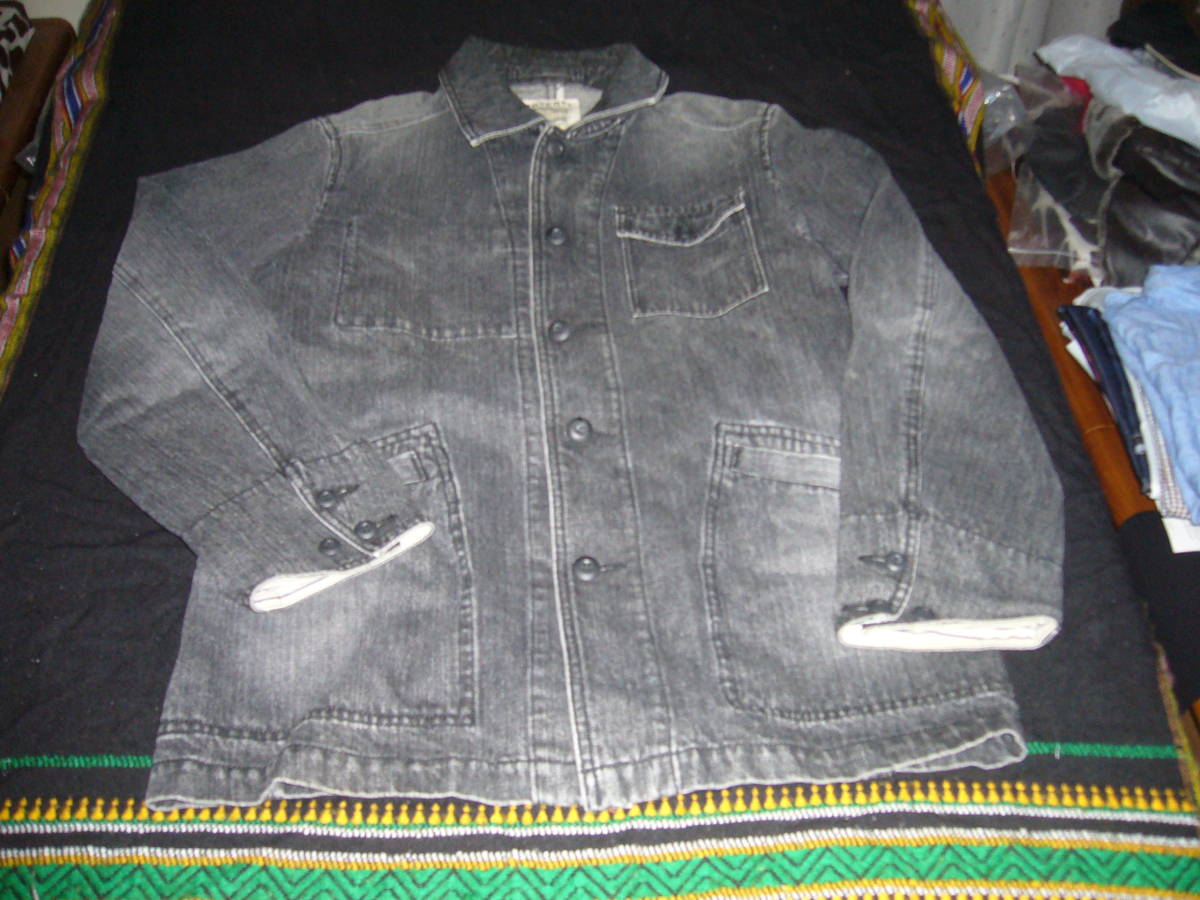 414-77♂:BOYCOTT ボイコット デニムカーキカバーオール サイズ.F 色.黒 ワールド アメカジ モードファッション拍卖