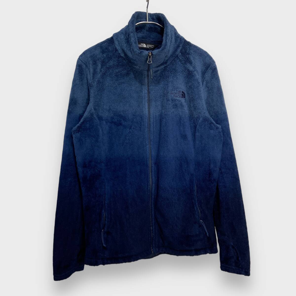 送料無料☆ザノースフェイス☆フリースジャケット☆グラデーション☆ワンポイントロゴ☆ネイビーブルー☆レディースM☆I24M拍卖