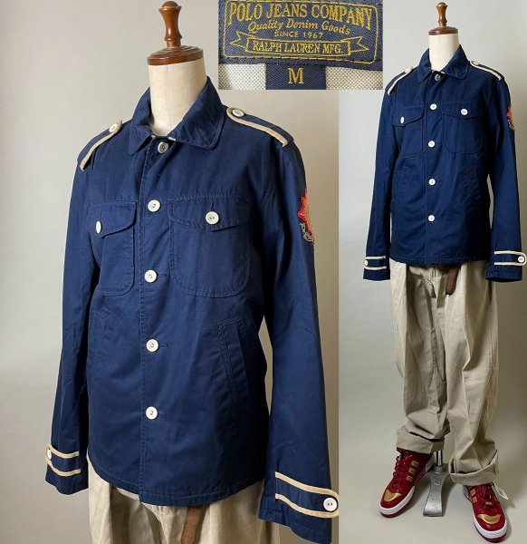 【国内正規品 名作】 POLO JEANS COMPANY. RALPH LAUREN ポロ ラルフローレン ジーンズ コットン系 ミリタリー ブルゾン ジャケット M 紺拍卖