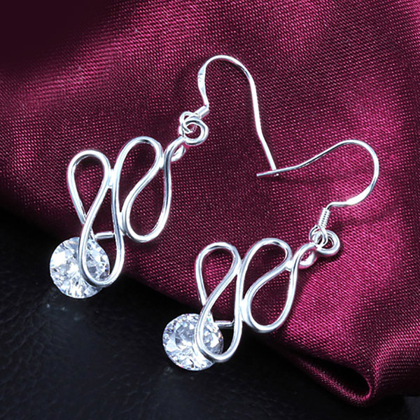 純銀★高品質czダイヤモンドデザインピアスKF拍卖