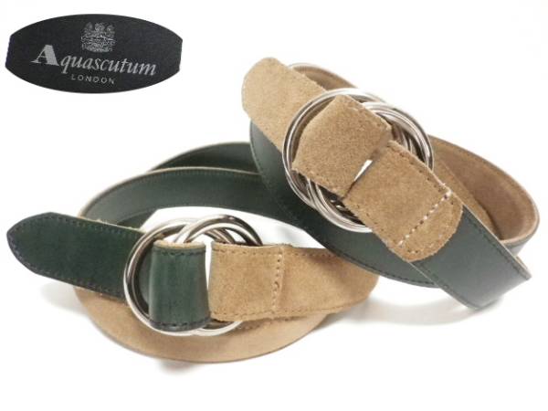 ◆Aquascutum/アクアスキュータム◆伊製 リバーシブルレザー リングベルト/2.8万拍卖