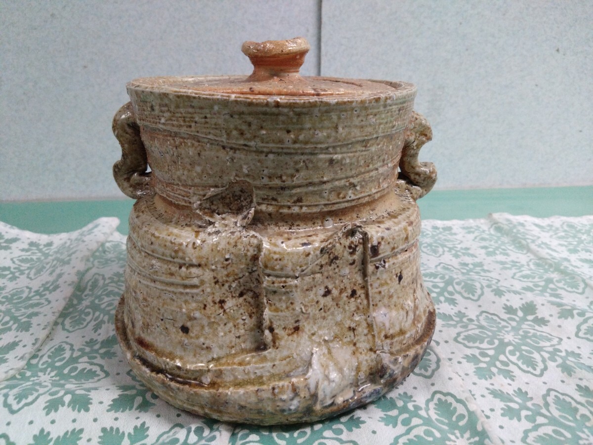 ● 銘 刻【楽山】水指 茶道具 信楽焼 小川楽山 骨董 時代物 茶道 お茶 煎茶 中古 ③拍卖