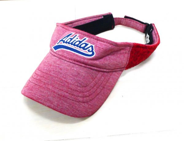 アディダス adidas ★ サンバイザー 帽子 ★ ロゴ刺しゅう入り ★ ワインレッド拍卖