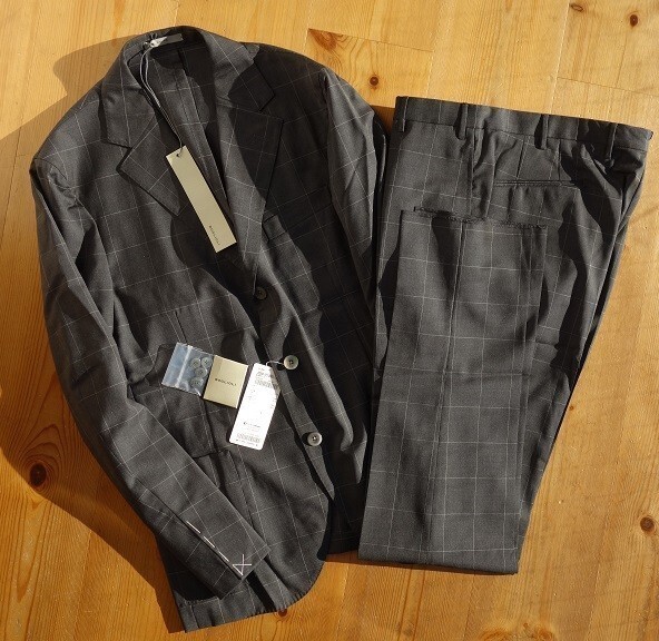 MN-0477-010/013 新品 ボリオリ 【 上品な雰囲気のチェック柄 】 DOVER スーツ セットアップ ジャケット スラックス パンツ 52拍卖