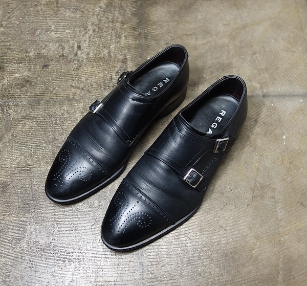 TK リーガル REGAL ダブルモンクストラップ レザーシューズ 11CR 黒 革靴 24拍卖