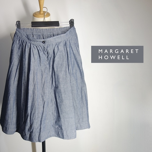 TK 価格 20900円 マーガレットハウエル MHL ダンガリー スカート LIGHT DENIM CANVAS拍卖