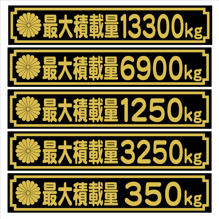 菊紋 最大積載量ステッカー 丸ゴシック 18センチ 2枚組拍卖