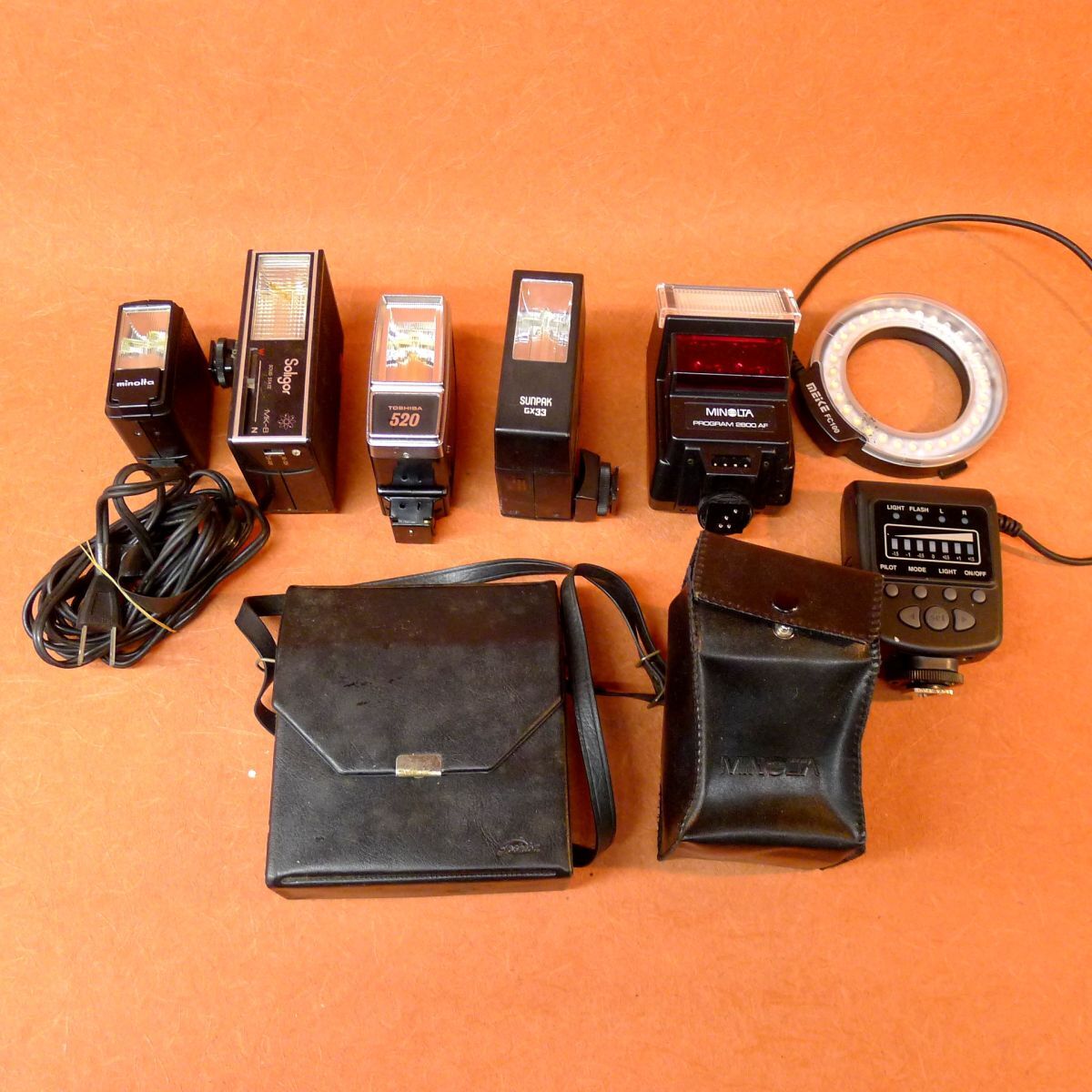 i★069 ストロボ まとめて6点 フラッシュ①TOSHIBA520②SOLIGOR MK-8 ③SANPAK GX33④MINOLTA 2800 AF⑤Electroflash・14等/80拍卖