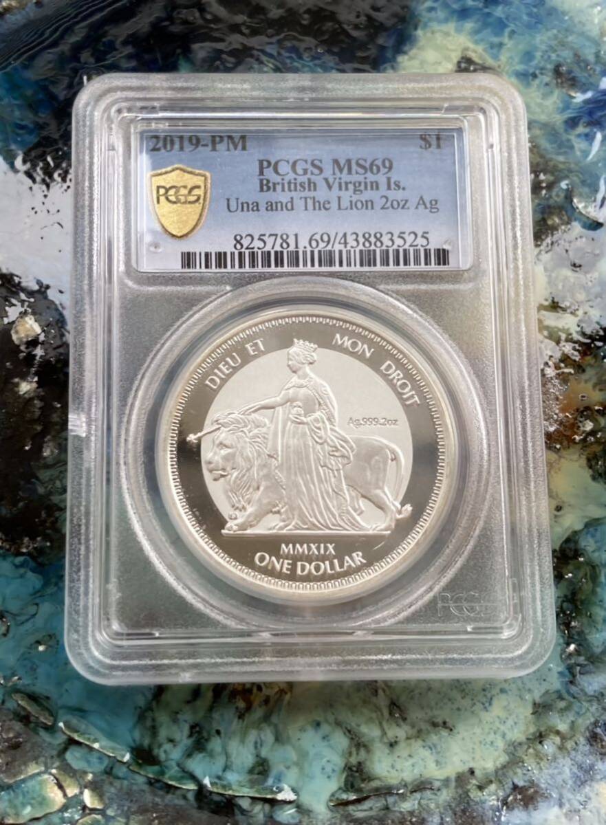 ※6枚の最高鑑定品 2オンス PCGS鑑定MS69 ウナとライオン 2019 イギリス英国領 ヴァージン諸島 1ドル銀貨 シルバーコイン BVI Una Lion 2oz拍卖