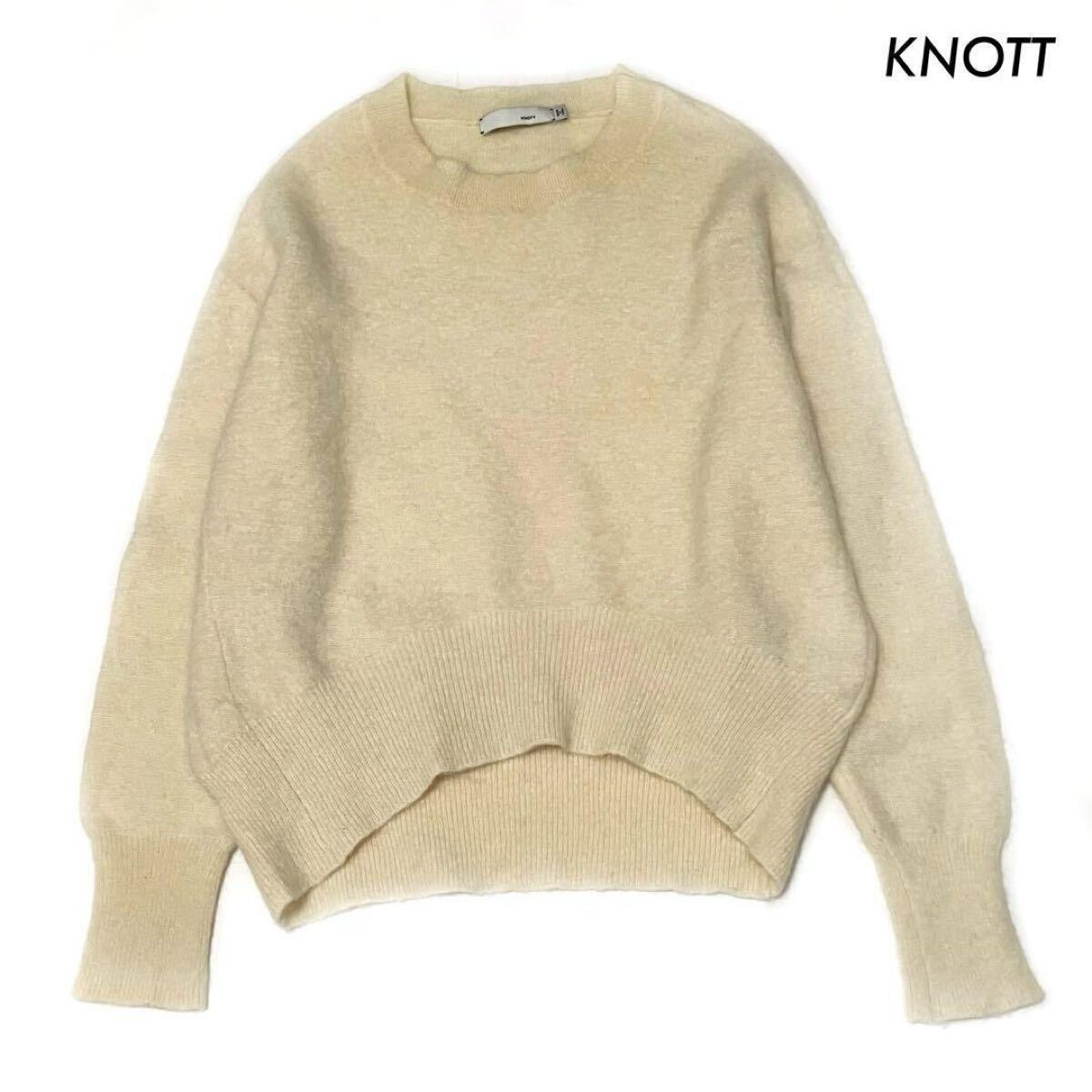 【送料無料】KNOTT ノット★モヘヤニット 長袖セーター クルーネック ホワイト 白 トゥモローランド拍卖