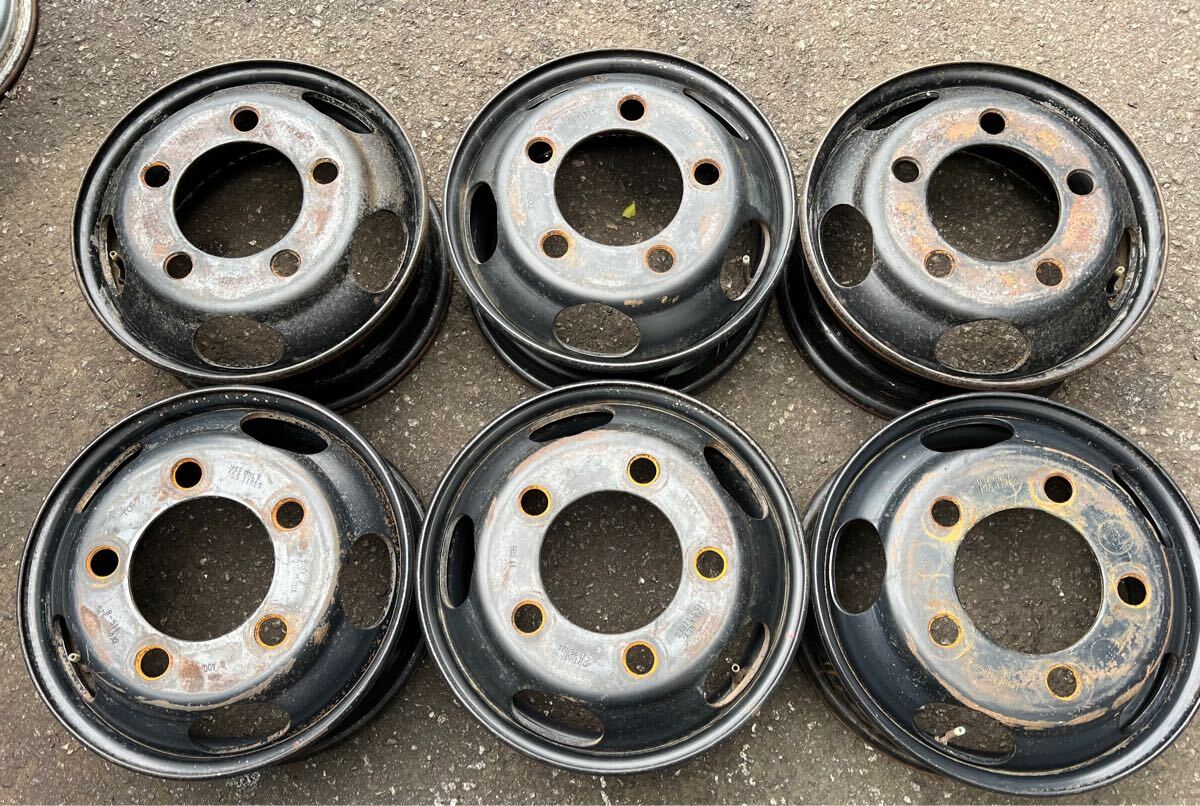 低床 いすゞ エルフ DFR 15.5×5.25 115ー8 5穴 TOPY製 現状 6本セット拍卖