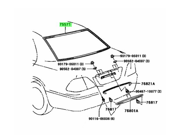 トヨタ 純正 セルシオ 30 リア ガラス メッキ モール バック ウインドウ ウインド シールド リヤ モール ディング 窓枠 UCF30 31 リヤ ドア拍卖