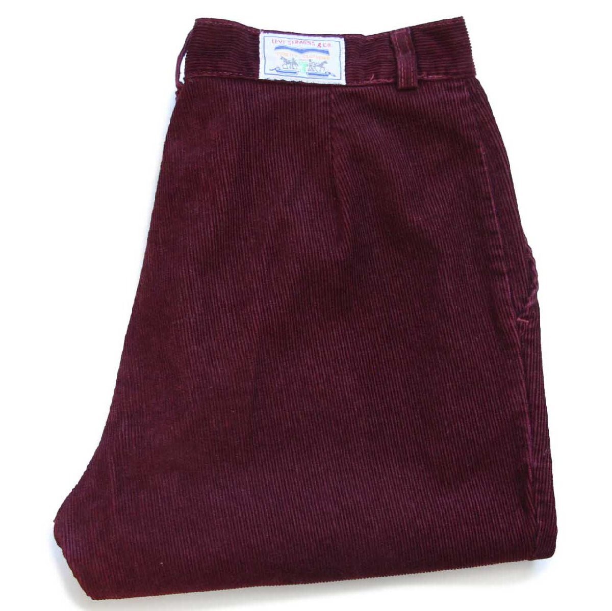 ★80s Levi'sリーバイス ツータック コーデュロイパンツ ワインレッド カスタム 16★ユーロ オールド ビンテージ ワイド テーパード拍卖