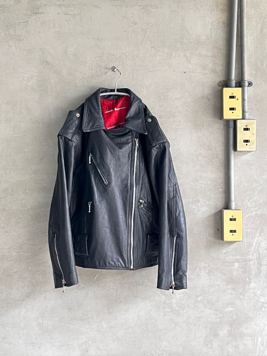 70s 70年代 80s 80年代 ビンテージ ダブル ライダース ジャケット レザー ブラック 本革 YKK ジッパー モーターサイクル バイク S レア拍卖
