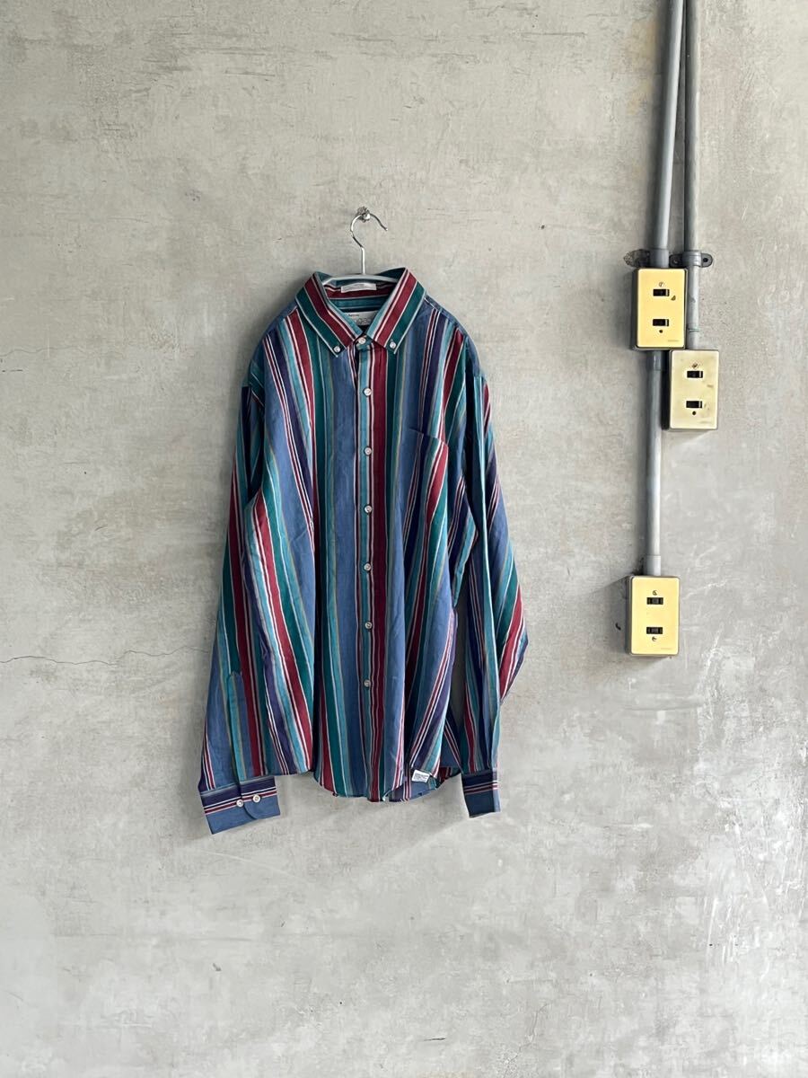 80s 80年代 90s 90年代 ビンテージ ARROW BRIGADE アロー マルチストライプ ボタンダウン 長袖シャツ 柄 OLD オールド スケート スケート拍卖