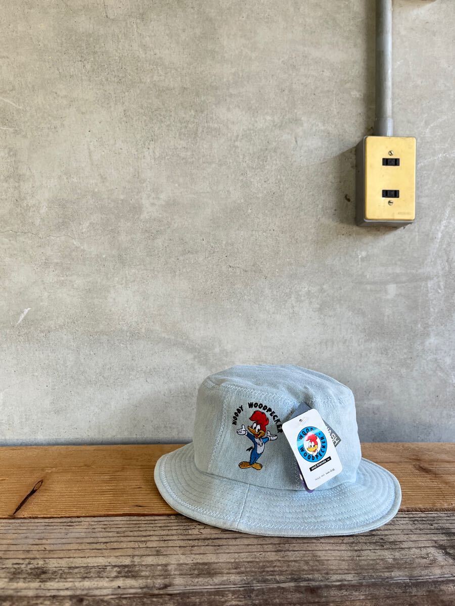 90s 90年代 WOODY WOODPECKER ウッドペッカー デッドストック ビンテージ デニム バケット キャラ 企業 ユニバーサル ワーナー 帽子 レア拍卖
